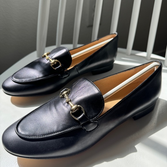 🖤NEW Black Leather Loafers Moccasins Metallic Buckle Size 10🖤 - Picture 5 of 9